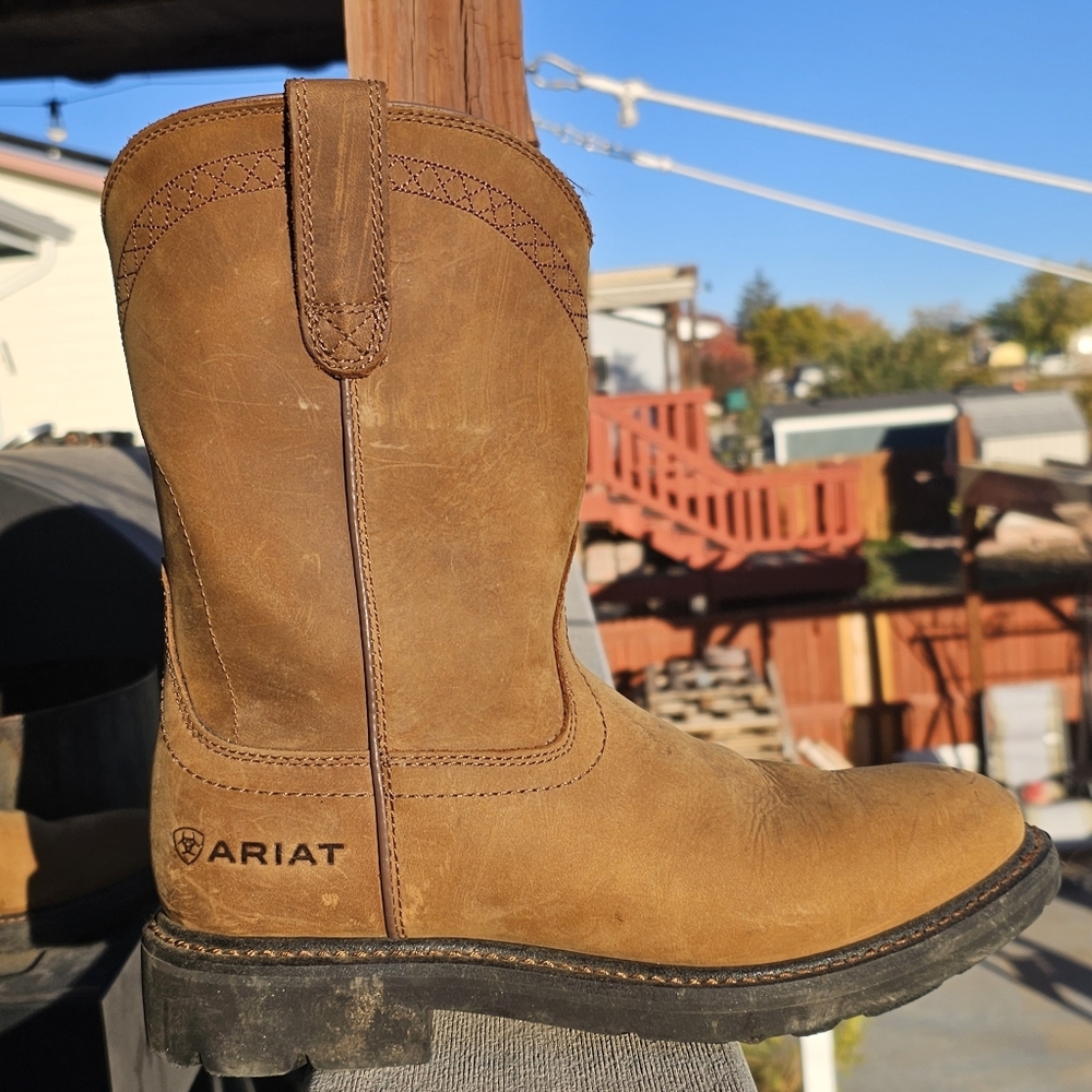 Mens Ariat Work Brown Western Cowboy Boots - Picture 6 of 14